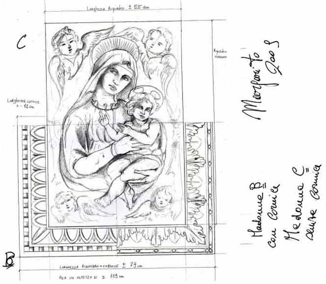 Statue Madonna:  disegno  Madonna con bambino e angeli 2